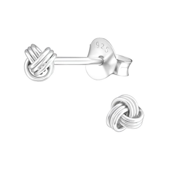 Sterling Silver Knot Ear Studs 3mm - Picture 1 of 1